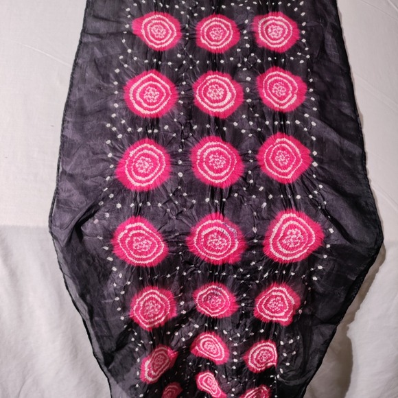 Black With Red Circles White dots pattern Scarf Stole Unbranded 21" x 81" - Picture 9 of 16